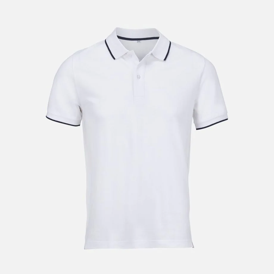 Рубашка поло унисекс Palermo, белая с темно-синим