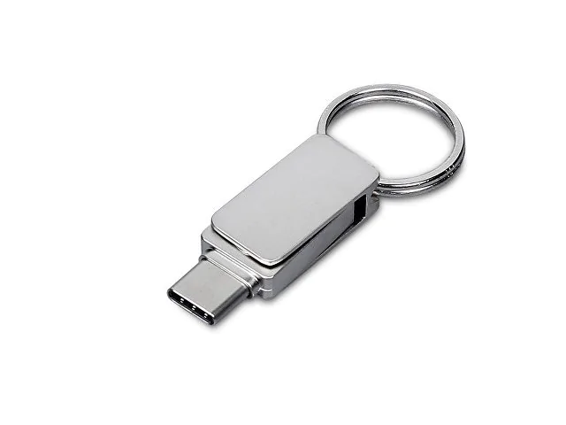 USB 2.0- флешка «Mercury» на 32 Гб с поворотным механизмом и дополнительным разъемом Type-C