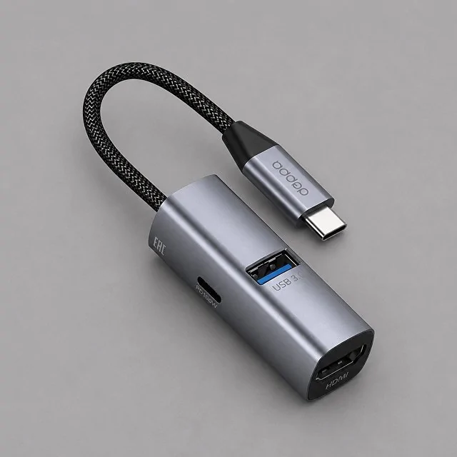 USB-хаб 3 в 1 USB-C - USB-A3.0 + USB-C PD100Вт + HDMI