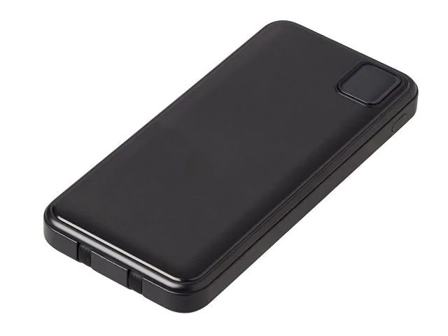 Внешний аккумулятор со встроенными кабелями «Фрэйм Квик», быстрая зарядка, 10000 мАч